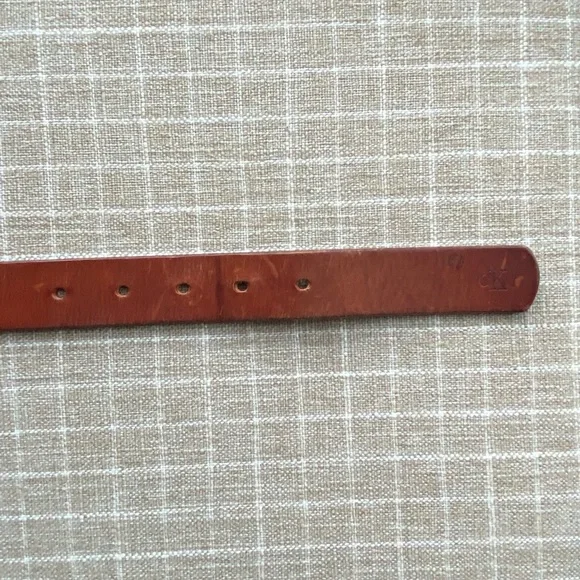 Calvin Klein Brown Leather Belt with Brass Buckle - Picture 11 of 11